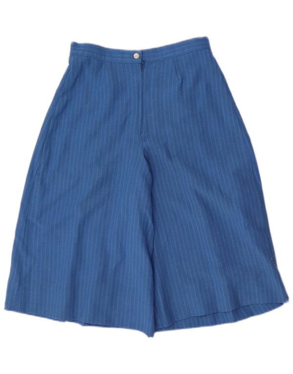 Bermuda feminina vintage cullotes IT 40 pequena W24 risca de giz azul