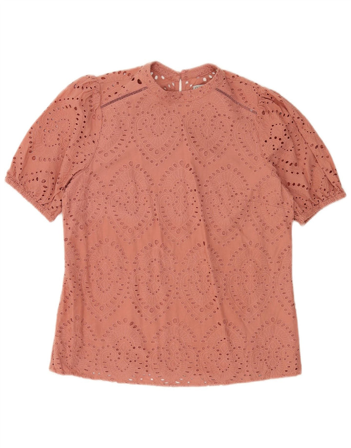 Blusa feminina Oasis UK 12 algodão paisley rosa médio