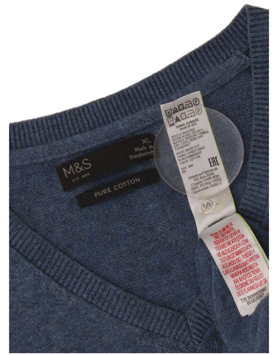 Regata masculina Marks & Spencer com colete XL de algodão azul