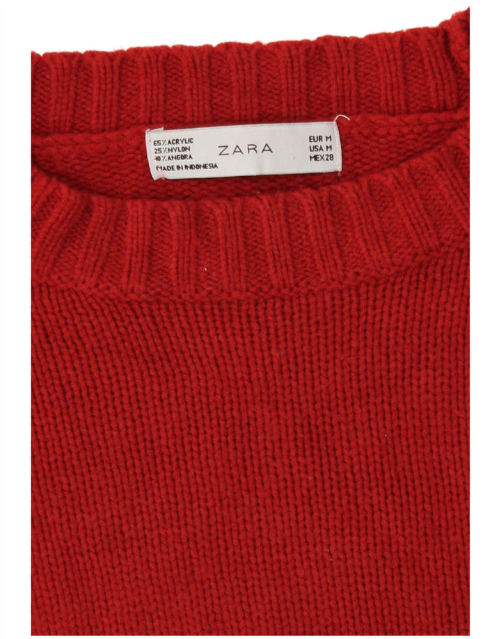 Zara Suéter feminino com gola canoa e gola redonda UK 12 vermelho médio