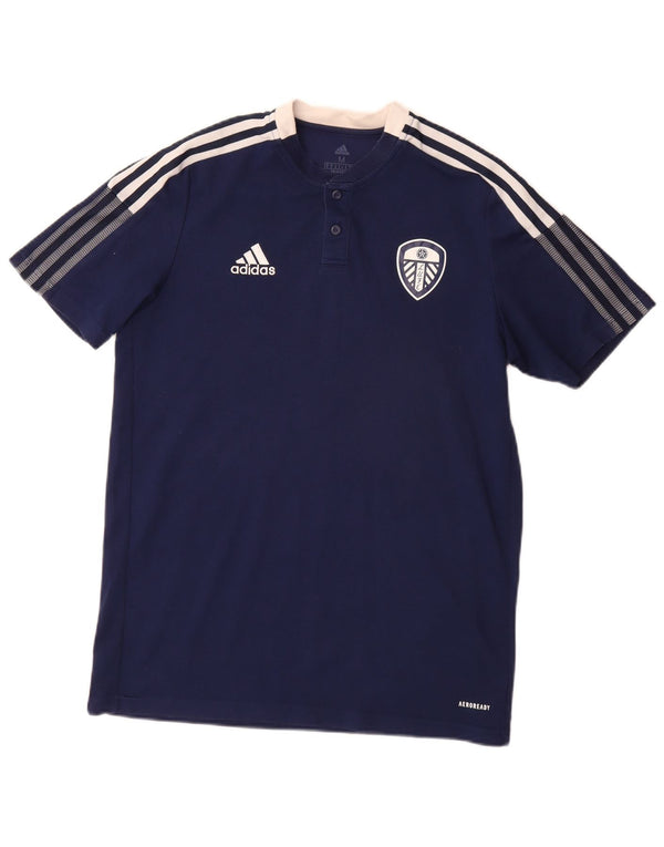 ADIDAS Mens Leeds United Football Club Camiseta Top Médio Azul Marinho Algodão