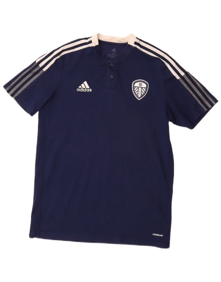 ADIDAS Mens Leeds United Football Club Camiseta Top Médio Azul Marinho Algodão