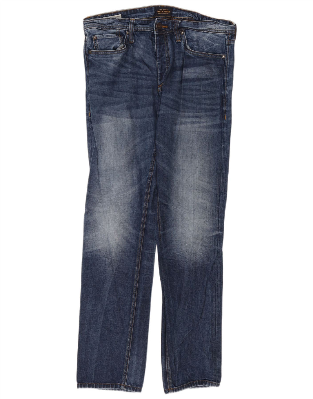 Jack & Jones Masculino Mike Straight Jeans W34 L34 Azul Algodão