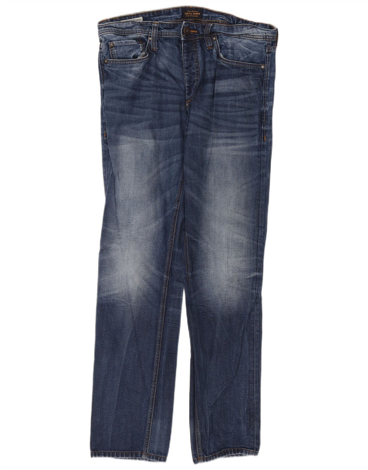 Jack & Jones Masculino Mike Straight Jeans W34 L34 Azul Algodão