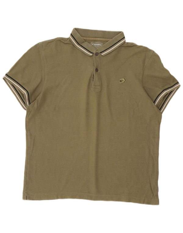 Camisa polo masculina Lotto XL algodão listrado cáqui
