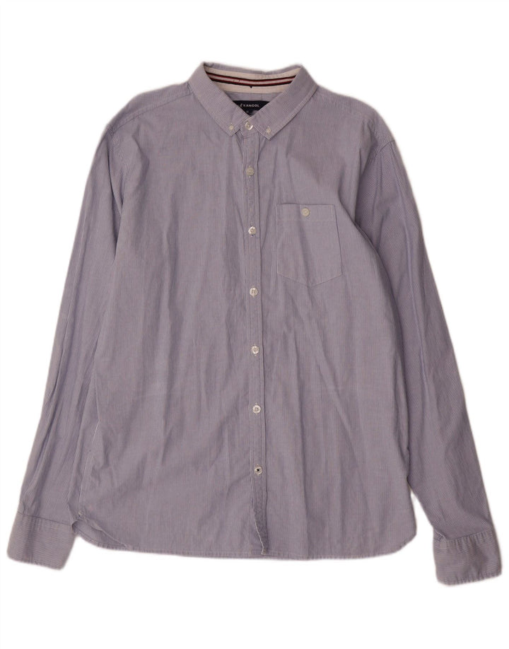 Camisa masculina KANGOL XL listrada azul algodão