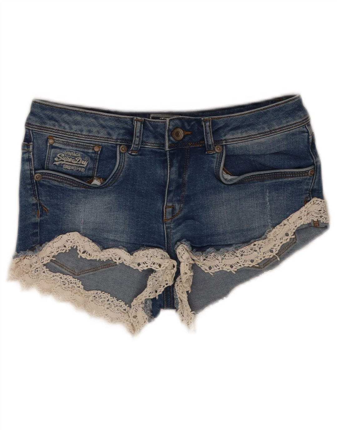 Calça jeans feminina Superdry W26 algodão azul pequeno