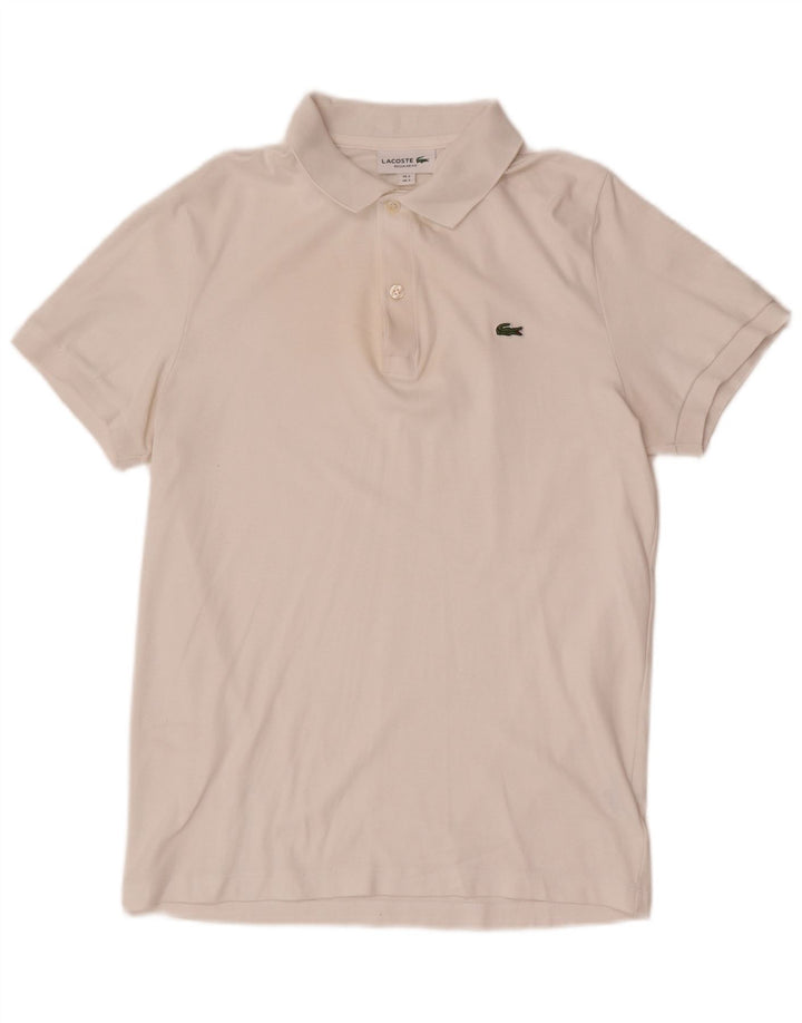 Camisa polo masculina Lacoste Regular Fit tamanho 3 pequeno algodão branco