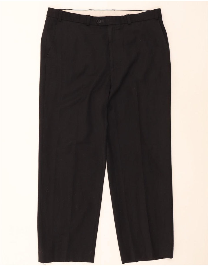 Calça chino reta masculina Marks & Spencer W38 L29 poliéster preto