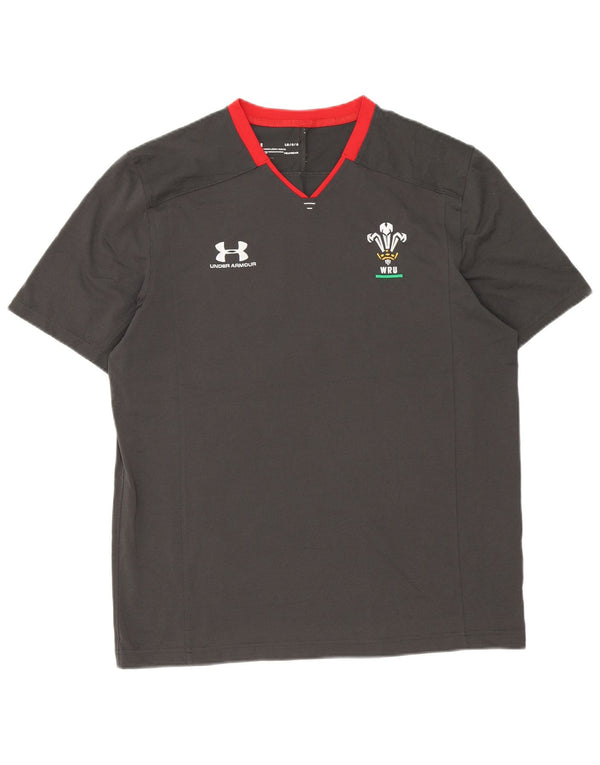 Under Armour Mens Heat Gear T-Shirt Top Large Grey Colourblock