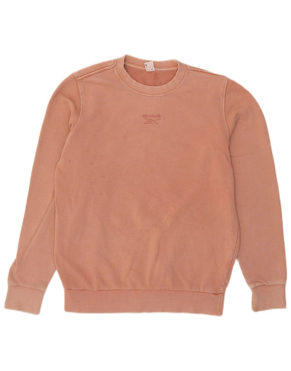 Reebok Mens Moletom Jumper Pequeno Algodão Rosa