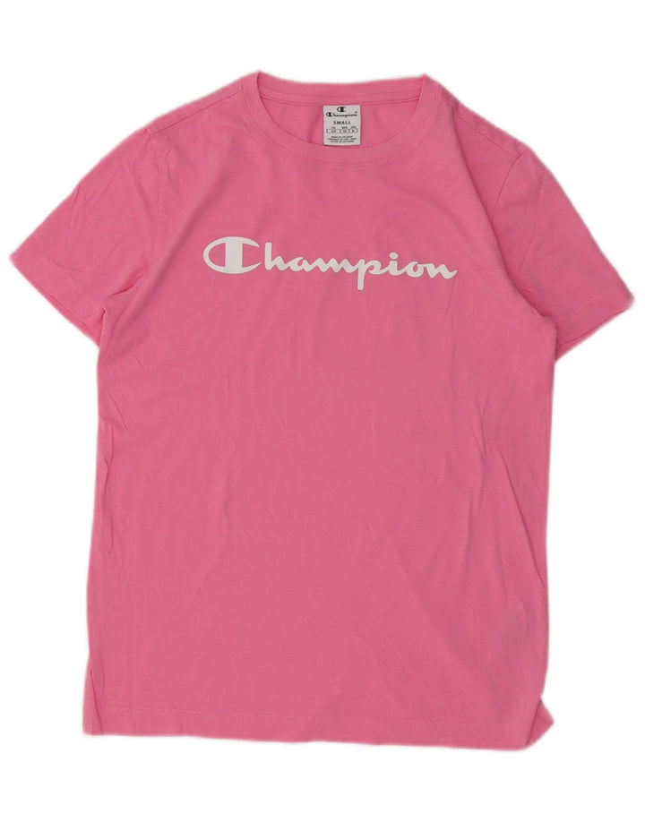Camiseta masculina gráfica Champion pequeno algodão rosa