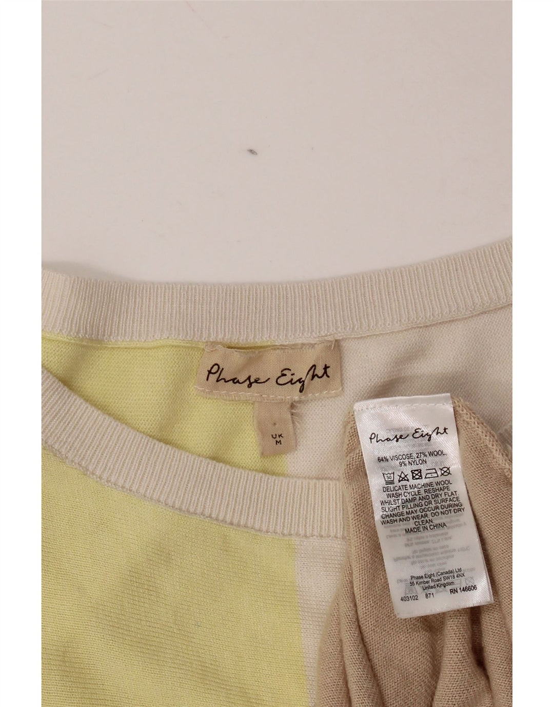 Suéter feminino PHASE EIGHT com gola canoa UK 14 médio multicolorido