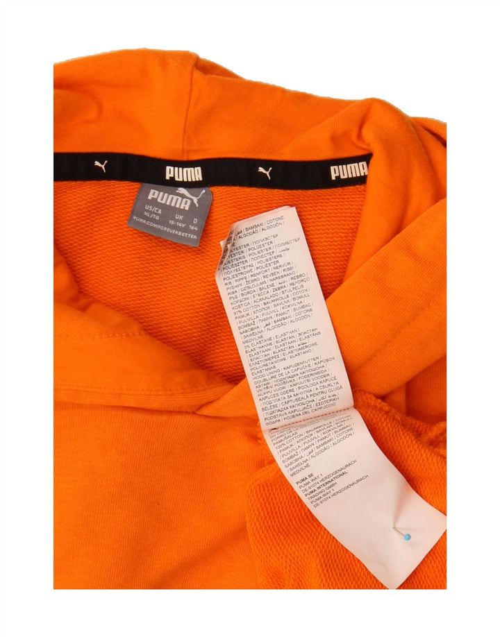 PUMA Boys Graphic Hoodie Jumper 13-14 Years Orange Cotton Vintage Puma and Second-Hand Puma from Messina Hembry 