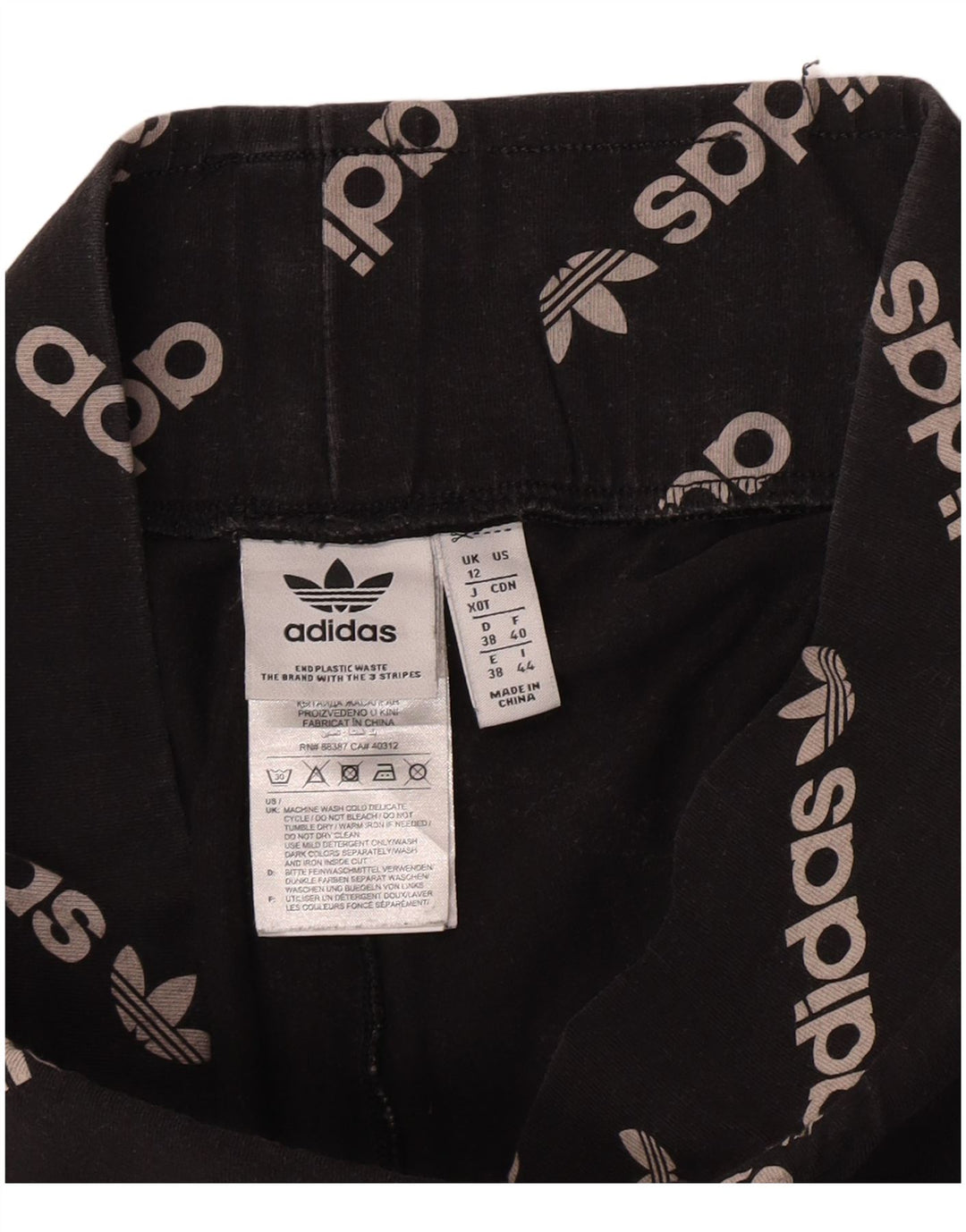Leggings Adidas Femininas Gráficas UK 12 Médio Algodão Preto
