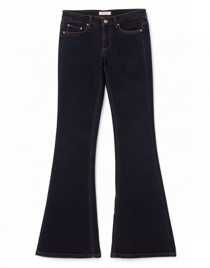 Zara Calça Jeans Feminina Flared EU 38 Pequeno W28 L34 Azul Marinho