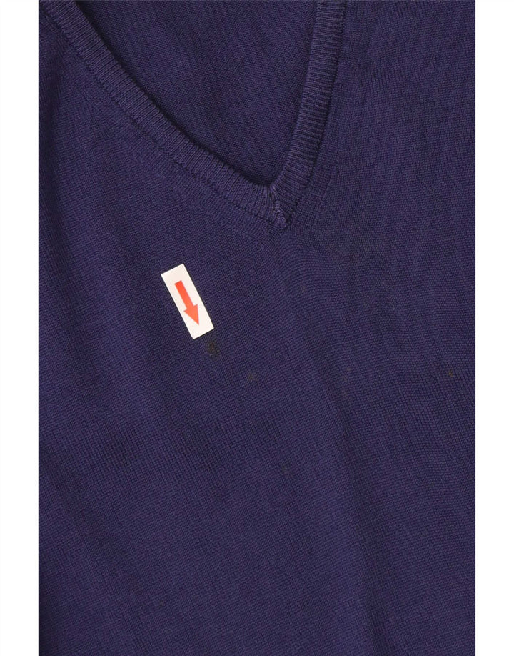 Suéter masculino Zara com decote em V de lã roxa média