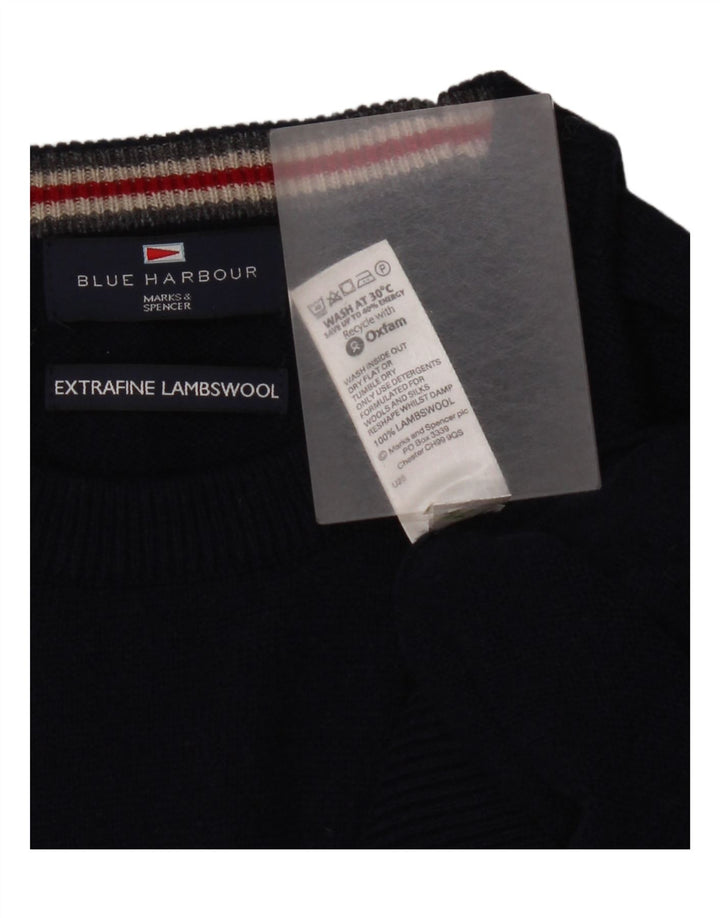 Suéter masculino Marks & Spencer Blue Harbor com gola redonda, azul marinho médio