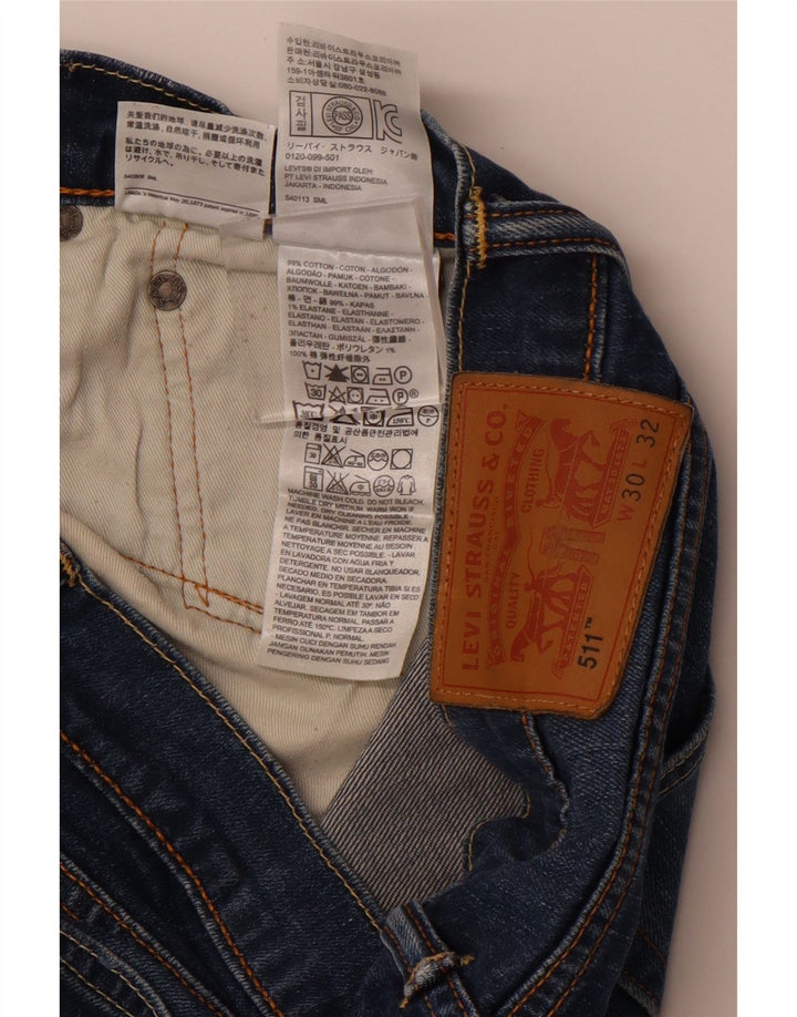 LEVI'S Feminino 511 Slim Jeans W30 L32 Azul Algodão