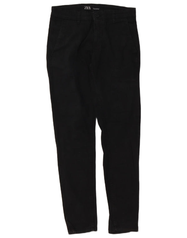 Zara Mens Slim Chino Calças EU 38 Pequeno W30 L30 Algodão Preto