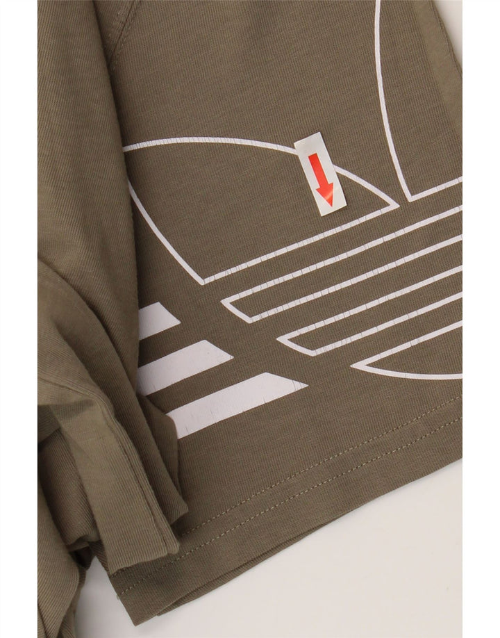Adidas Mens Graphic T-Shirt Top Médio Algodão Cáqui