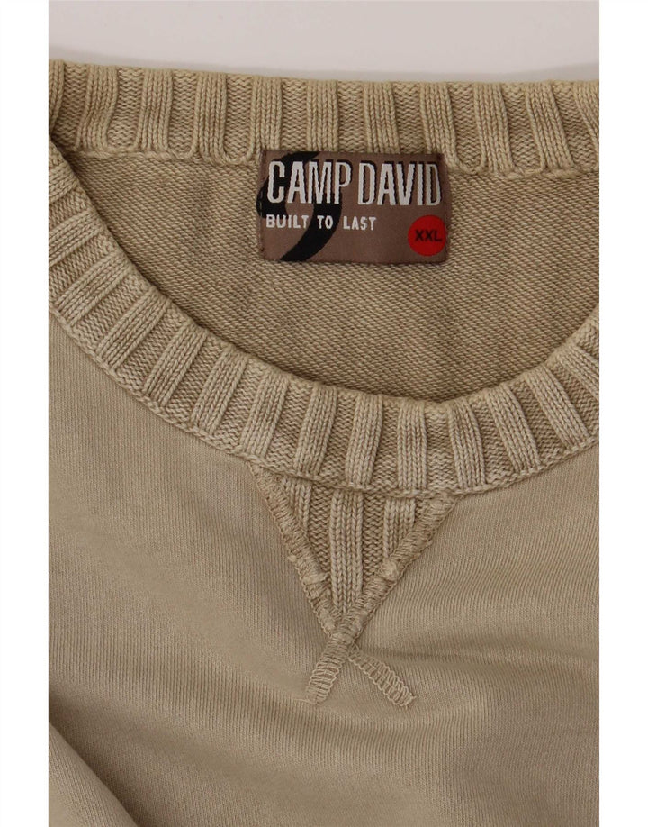 Suéter masculino Camp David com gola redonda 2XL algodão bege
