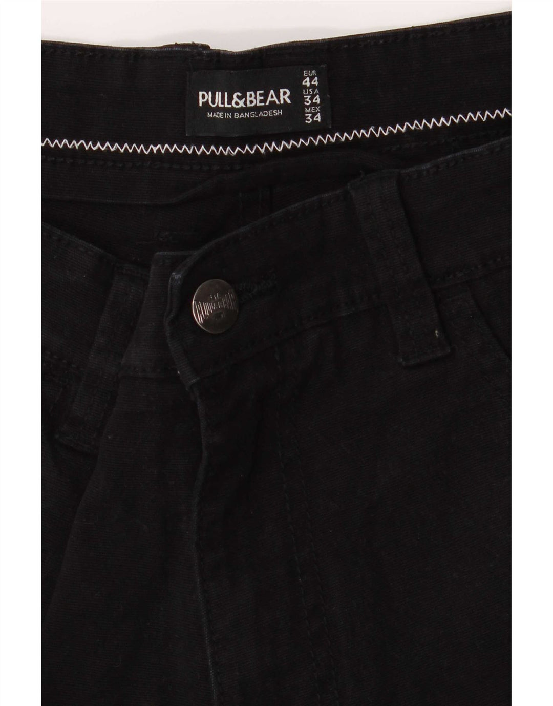 Shorts jeans masculino Pull & Bear EU 44 grande W34 algodão preto