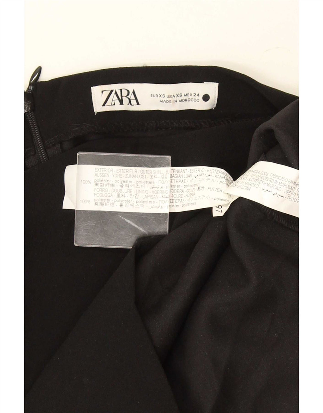Top feminino Zara manga comprida UK 6 XS preto poliéster