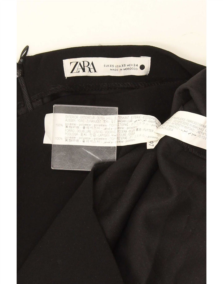Top feminino Zara manga comprida UK 6 XS preto poliéster