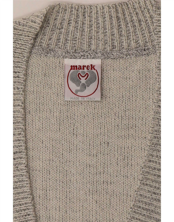 Suéter masculino Marek com decote em V listrado cinza médio
