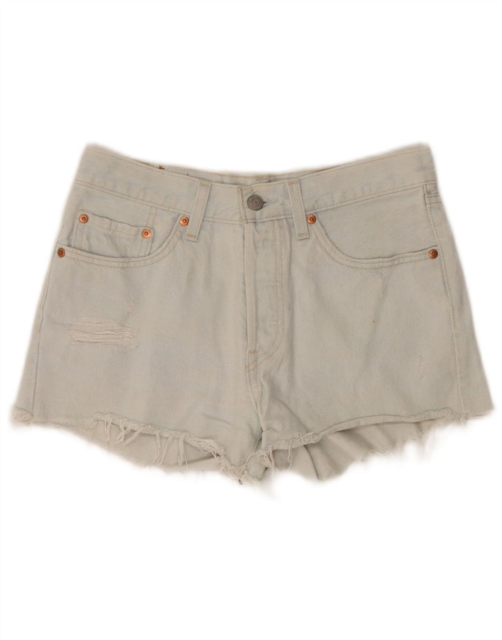 Shorts jeans feminino Levi's 501 desgastado W26 pequeno algodão azul