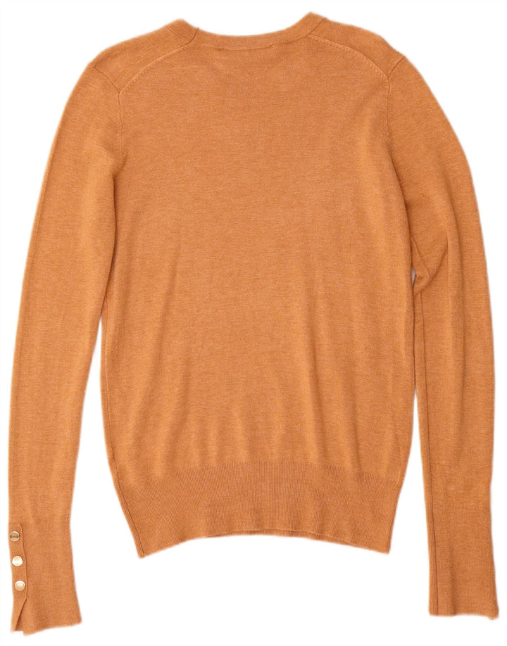 Suéter feminino Zara com gola canoa Reino Unido 12 médio bege