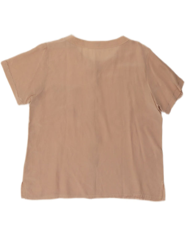 Blusa feminina vintage manga curta oversized IT 40 pequena seda rosa