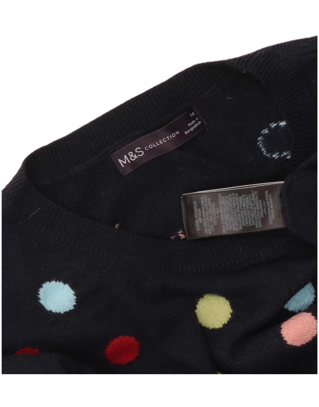 Suéter feminino MARKS & SPENCER com gola redonda Reino Unido 14 médio azul marinho