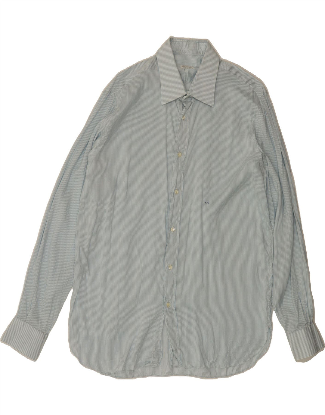 VINTAGE Mens Shirt Medium Blue Pinstripe Vintage Vintage and Second-Hand Vintage from Messina Hembry 