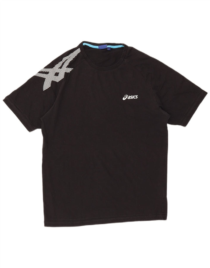 Camiseta gráfica masculina ASICS Top médio algodão preto