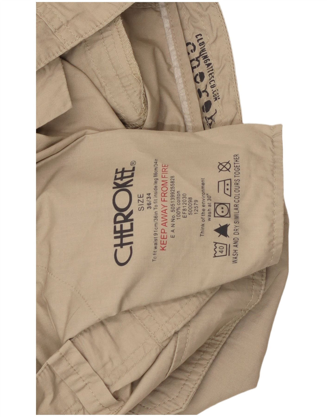 Calça cargo reta masculina Cherokee W36 L34 algodão bege