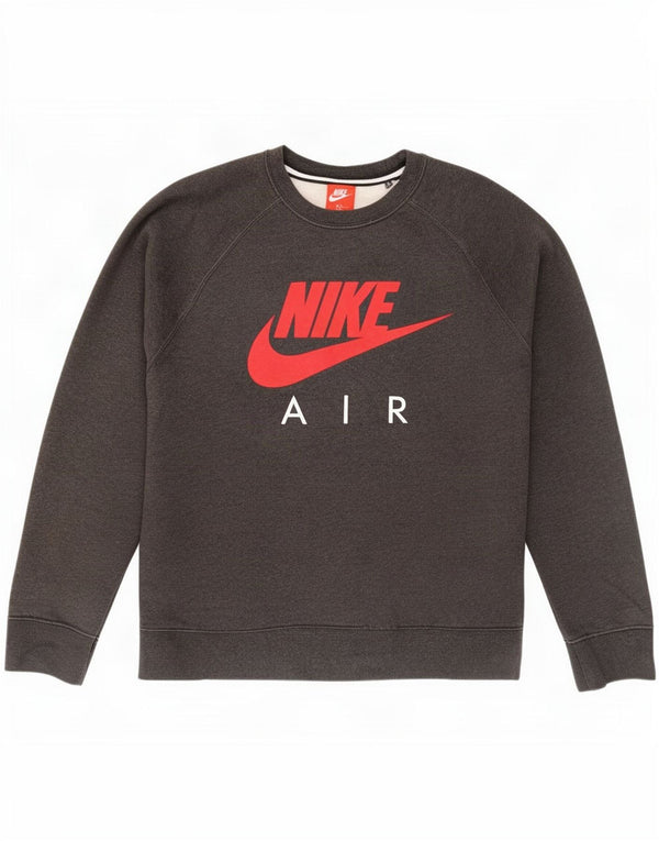 Moletom gráfico masculino Nike Jumper grande cinza colorblock algodão