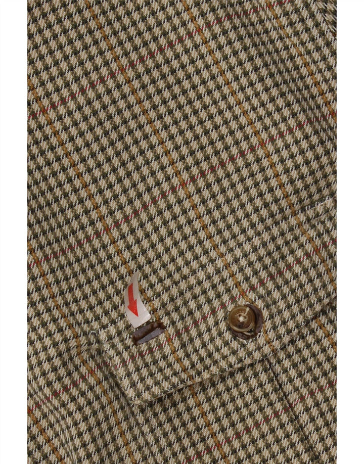 Camisa masculina de flanela Orvis algodão houndstooth verde médio