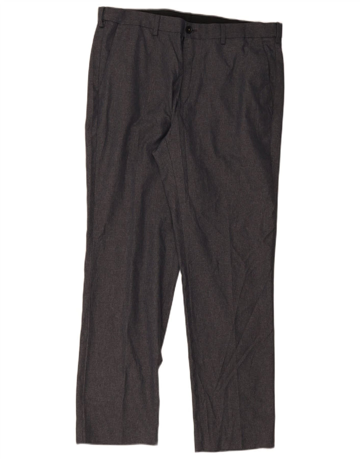 Calça chino reta masculina Marks & Spencer W36 L30 poliéster cinza