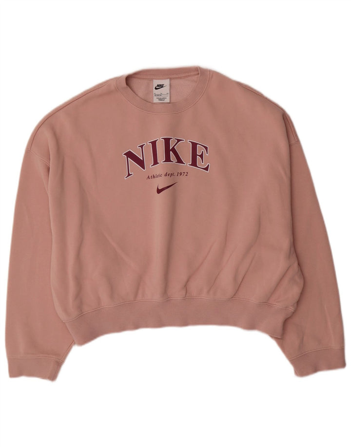 NIKE Girls Oversized Graphic Moletom Jumper 13-14 Anos XL Rosa Algodão