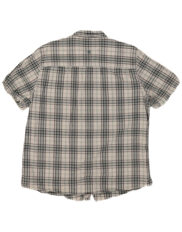 Fat Face Mens Manga Curta Slim Fit Camisa XL Azul Check Algodão