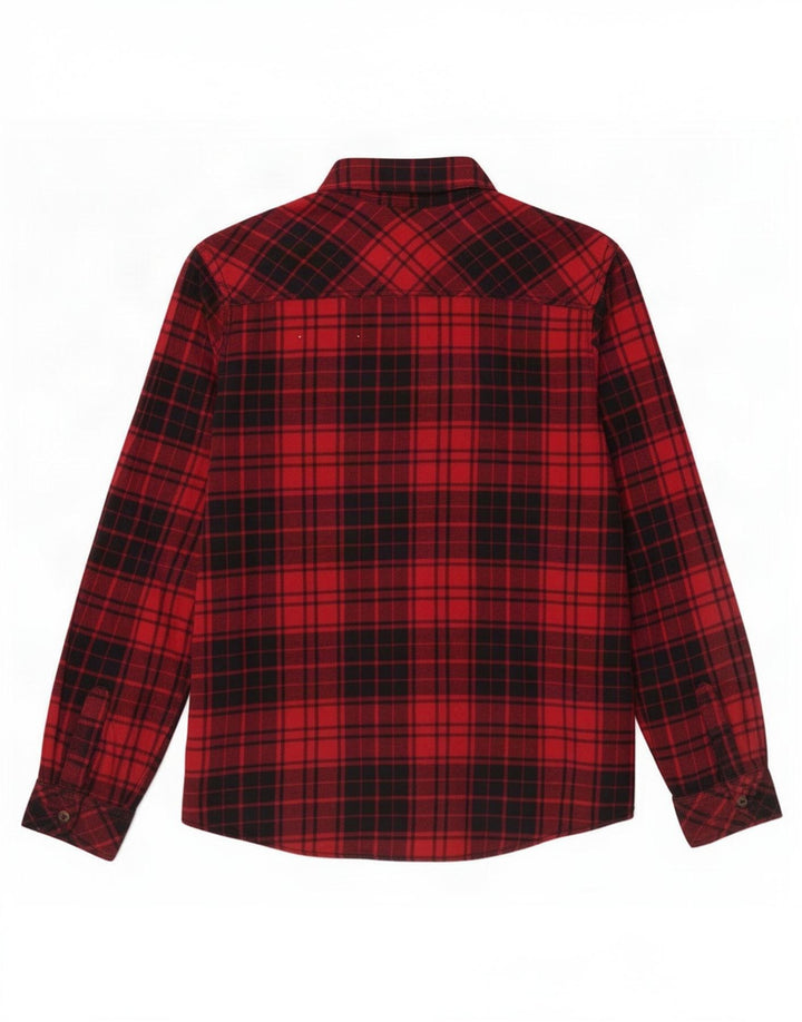 Camisa masculina de flanela Benetton pequena xadrez vermelha