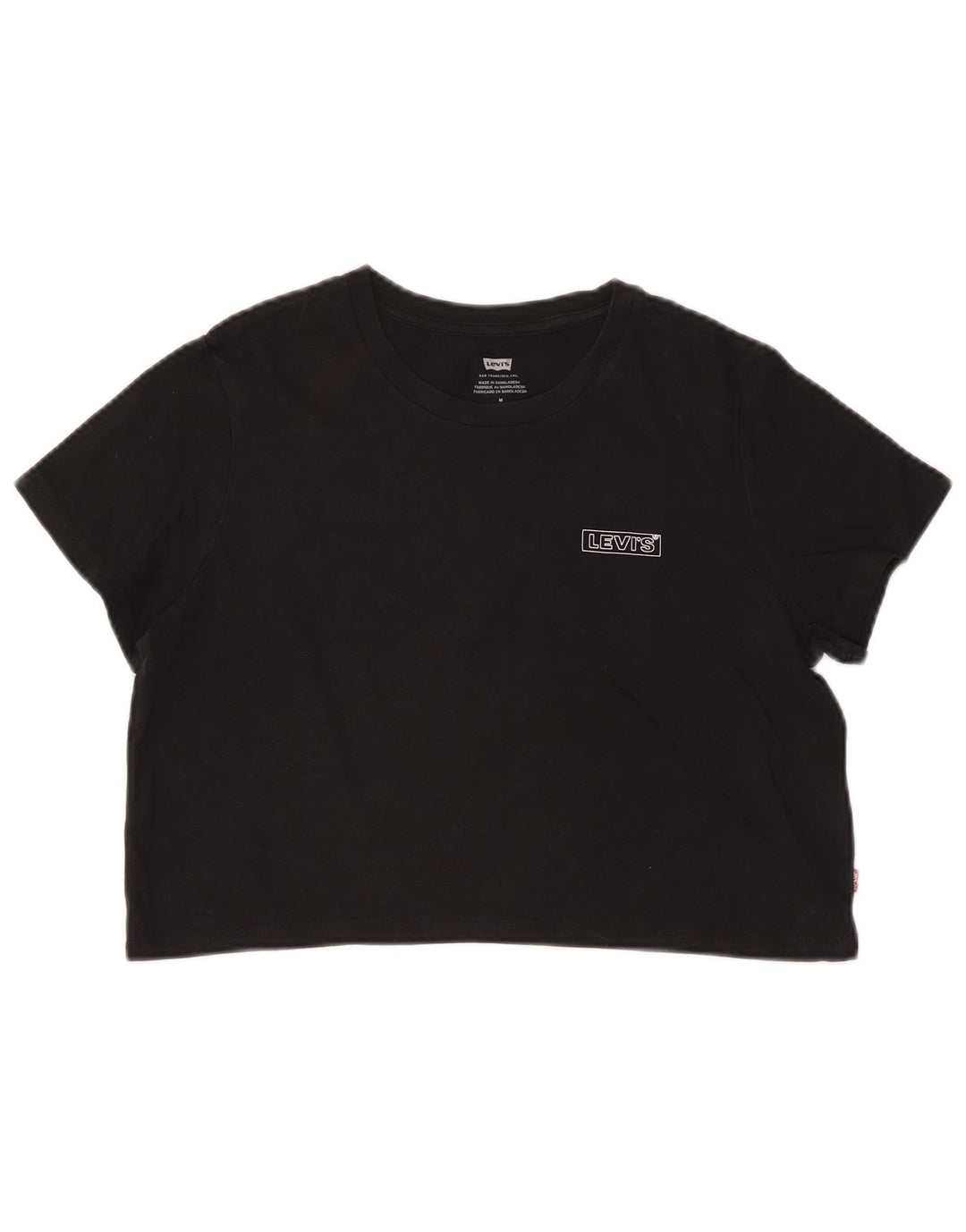 Camiseta feminina com estampa cropped LEVI'S Reino Unido 14 algodão preto médio