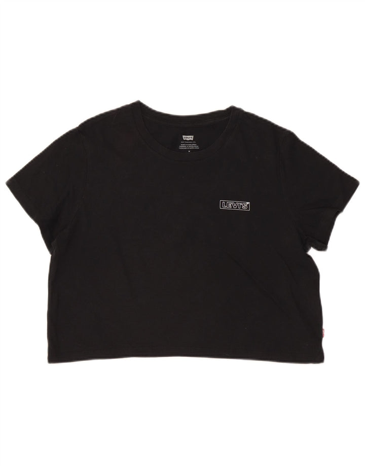 Camiseta feminina com estampa cropped LEVI'S Reino Unido 14 algodão preto médio
