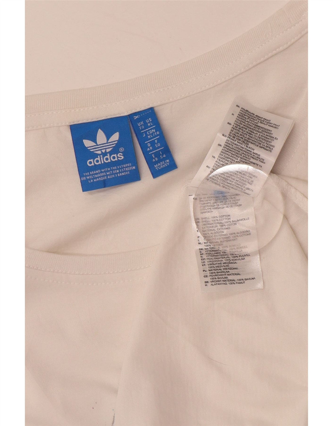 Camiseta Adidas Longline Graphic Feminina Top UK 22 XL Algodão Branco