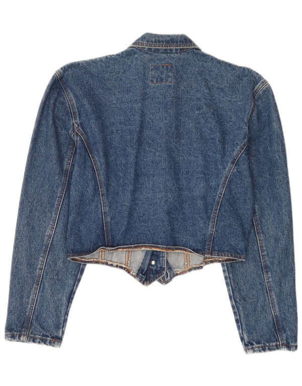 Jaqueta jeans feminina Doringo UK 10 algodão azul pequeno