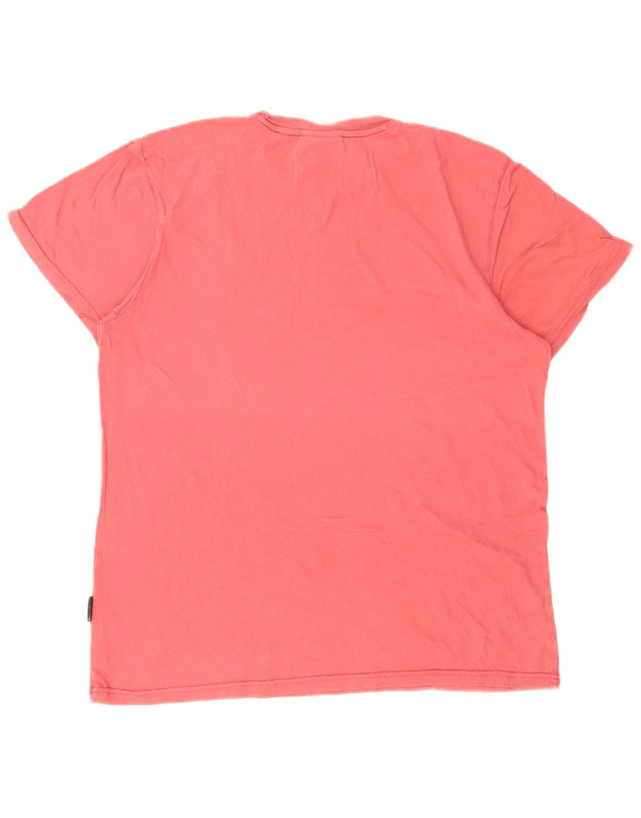 Camiseta masculina Schott com estampa gráfica grande de algodão rosa