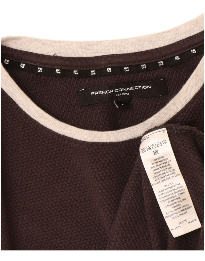 Top masculino French Connection manga comprida grande algodão cinza