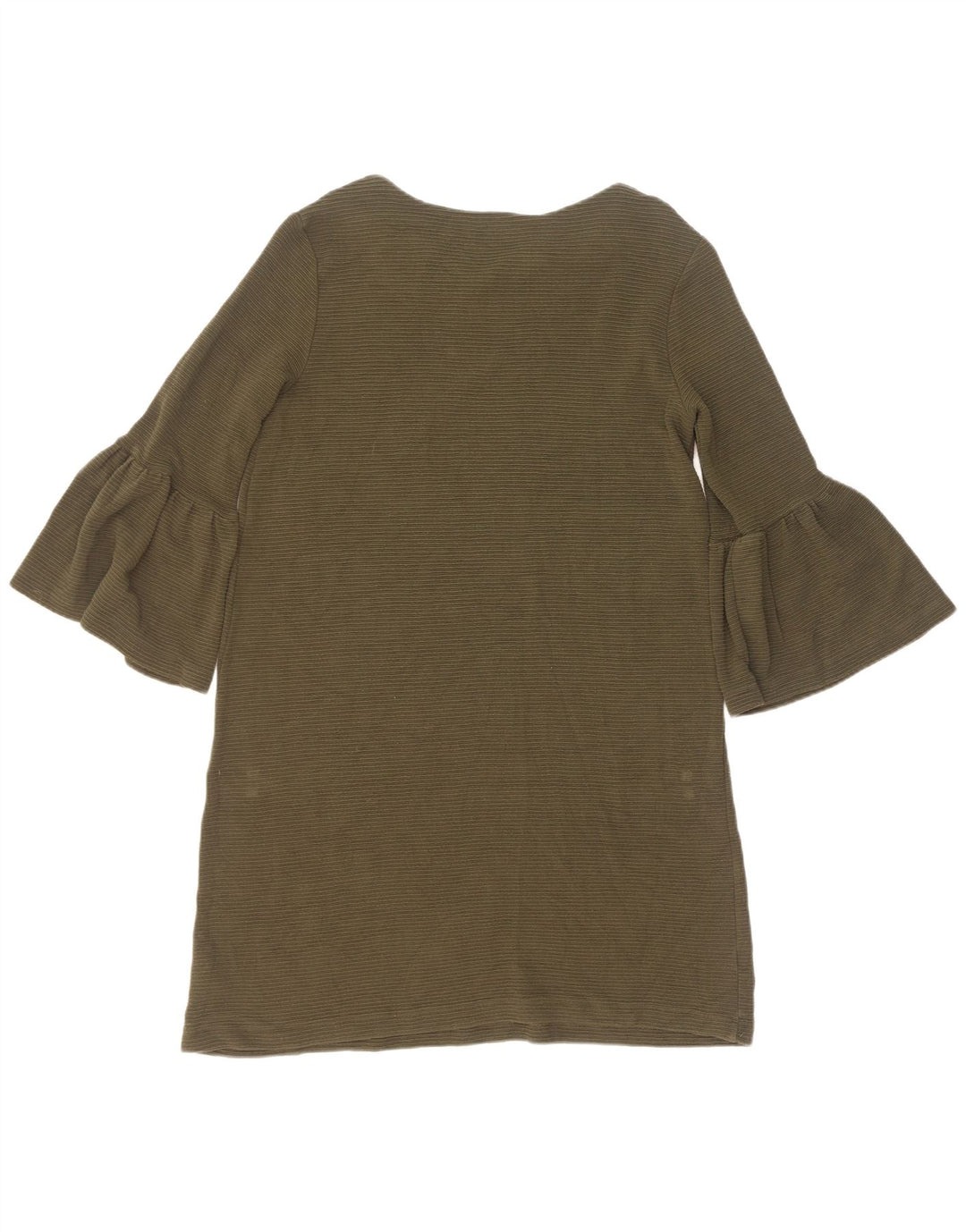 Vestido feminino French Connection manga 3/4 Reino Unido 12 viscose cáqui médio